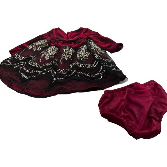 Rare Edition Girl's Size 6-9 Month Dress And Plastic Short Set Red Preowned - Picture 2 of 16